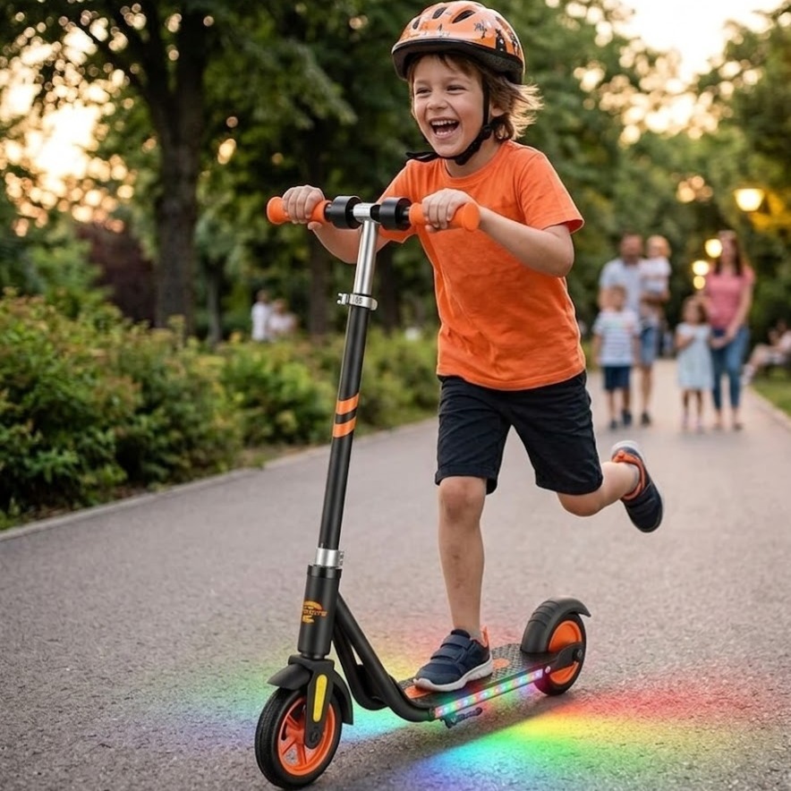 Patinete Elétrico Infantil Scooter Criança Luz Som Acelerador Bateria Recarregável Diversão