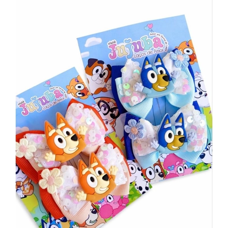 Par de Laço Infantil Bluey e Bingo Infantil | Parzinho, Tiara ou Faixinha | Laço Bluey Bingo