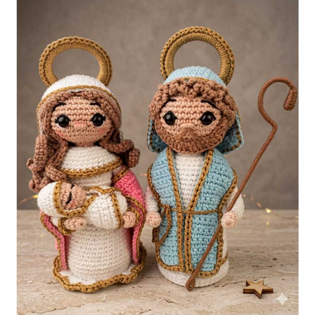 Amigurumi Sagrada Família - Crochê / Artesanal / Religioso / Santinho
