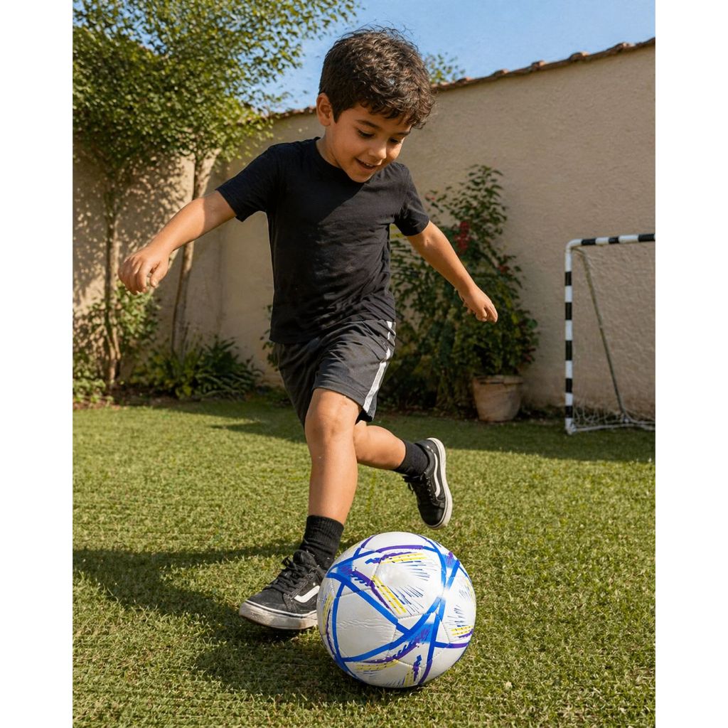 Bola de Futebol De Campo Tamanho 5 Couro Sintético Costurada ou Bomba De Bola Para Menino