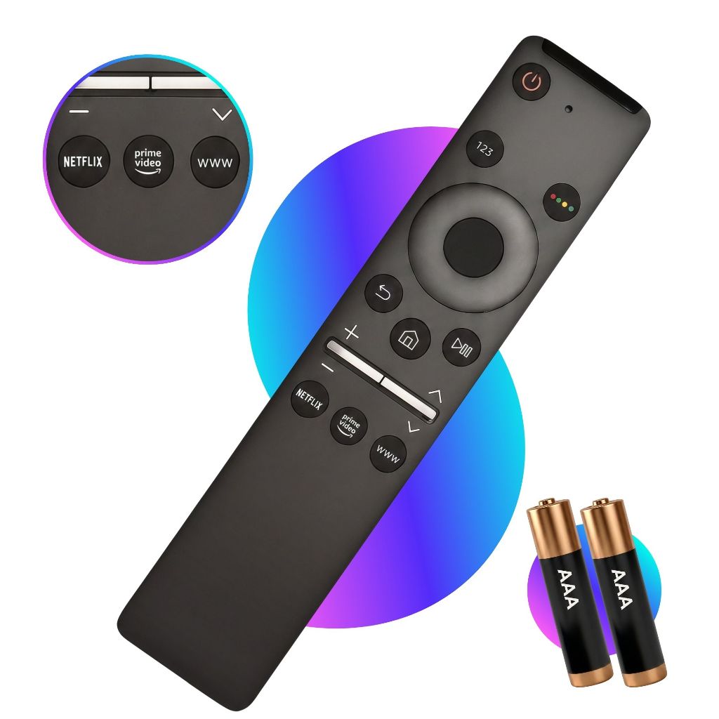 Controle Remoto Compatível Samsung Smart TV Universal 4K LCD LED Netflix Prime Video Pilhas Inclusas