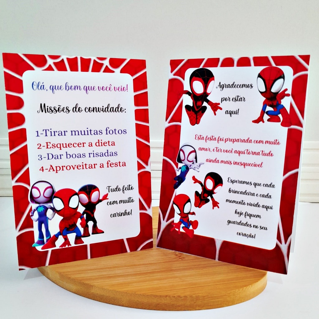 10 a 30 Plaquinhas de mesa HOMEM ARANHA BABY E SEUS AMIGOS - Centro de mesa Lembrancinha de festa infantil