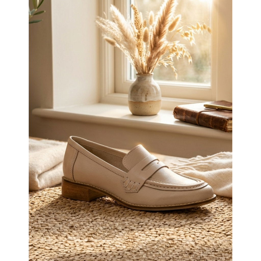 Mocassim Casual Feminino Couro Legitimo Confortável cor Caramelo Preto Off White com Gravata Social