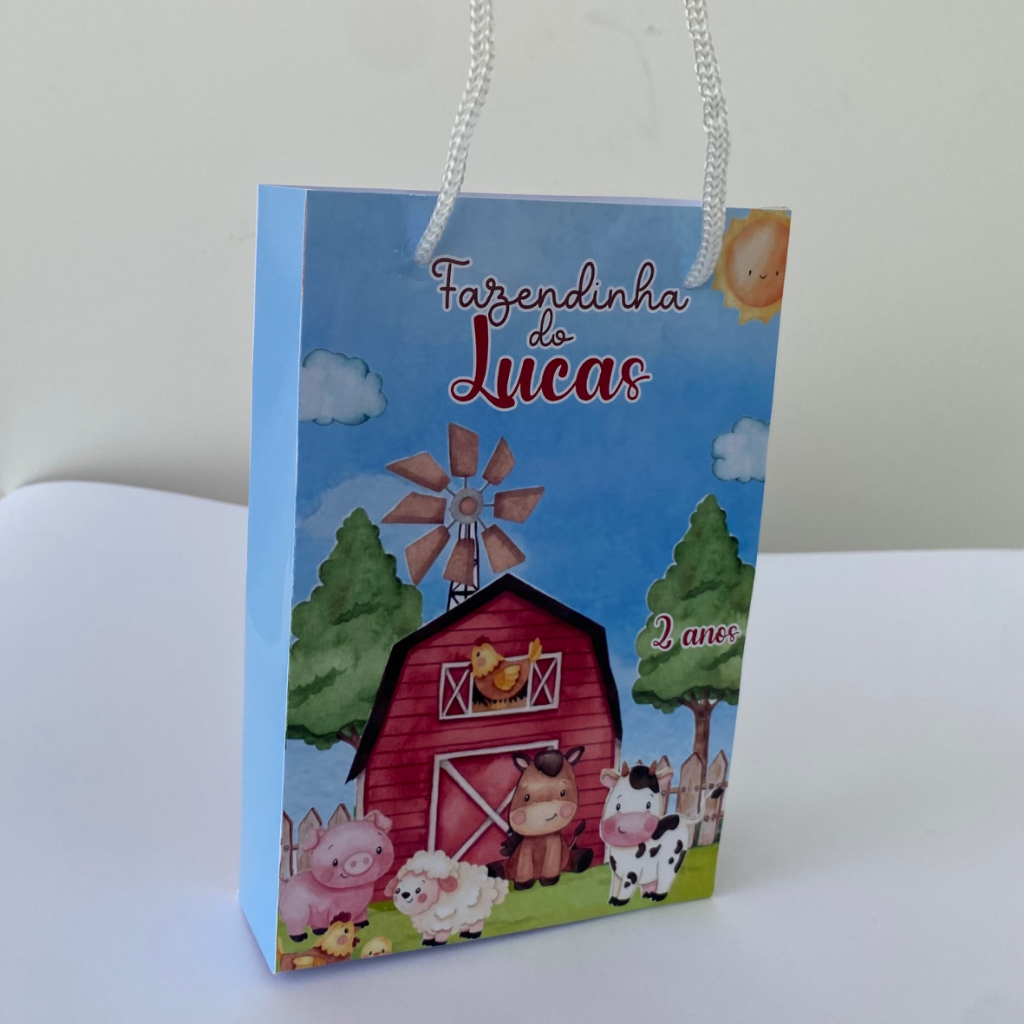Kit Sacolinha 10|15|20 Personalizada Fazendinha Azul Festa 10x15cm | Lembrancinha, Embalagem, Kit Presente com Alça