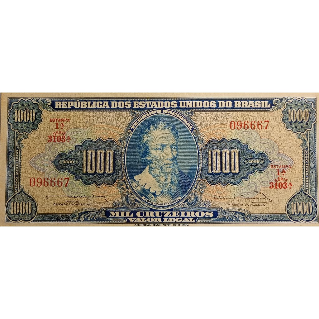 cédula 1000 cruzeiros série 3103 brasil mbc