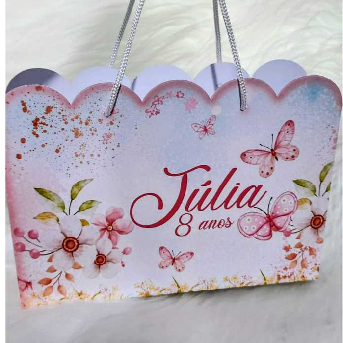 KIT Sacolinhas Borboletas  PERSONALIZADAS PEGUE E MONTE  Jardim Encantado  Infantil Floral Festa