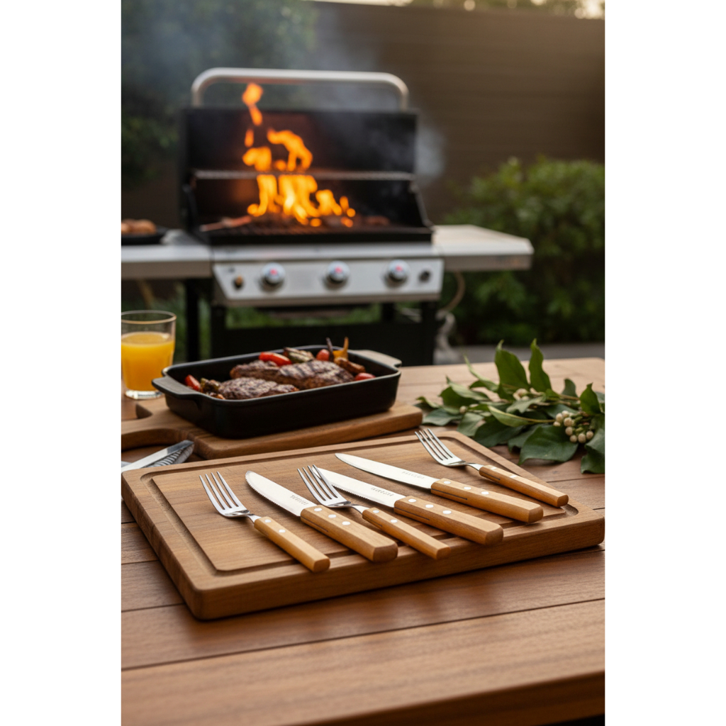 Kit Churrasqueiro Profissional 6 Pçs Aço Inox Cabo Madeira BBQ Presente Churrasco Copa 2026