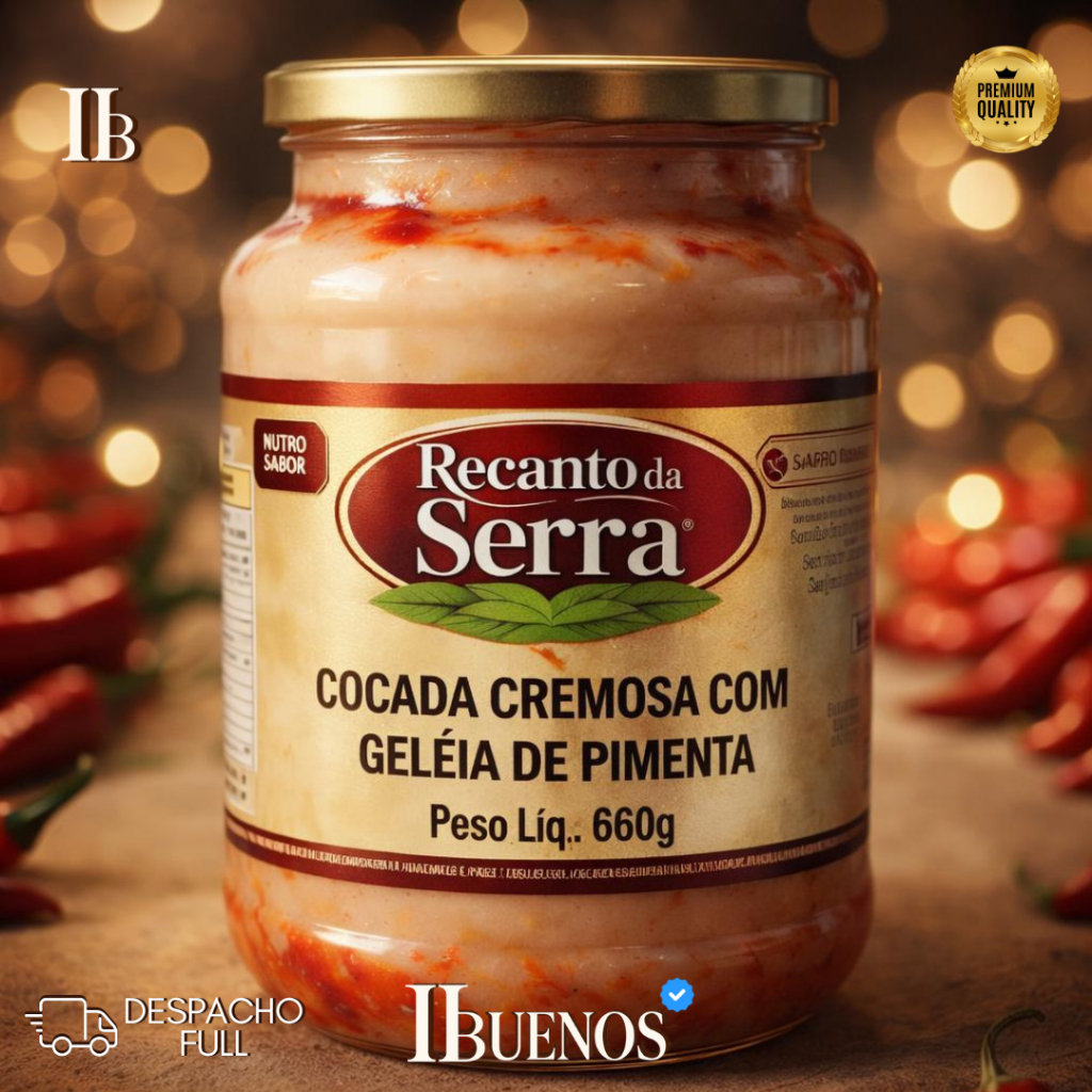 Cocada Cremosa com Geleia de Pimenta 660gr - Recanto da Serra
