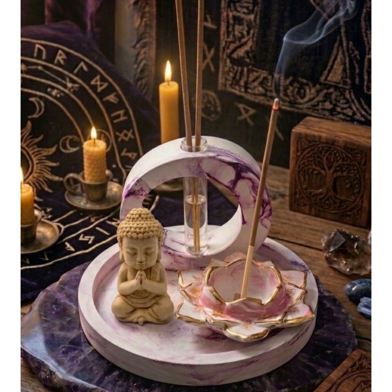 Altar místico, Difusor + Incensário Decorativo em Gesso impermeabilizado