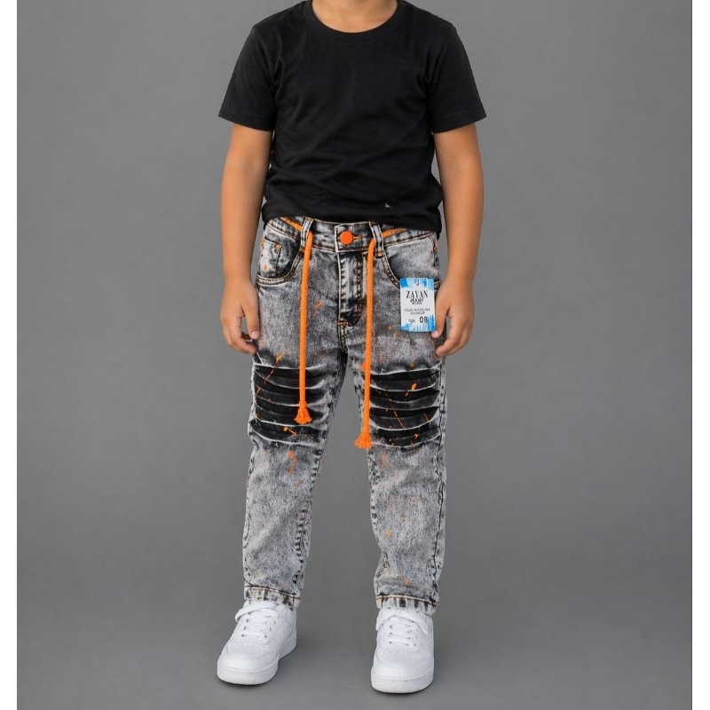 Calça Jeans Infantil Masculina Estilosa Destroyed com Detalhes Neón – Estilo Jogador