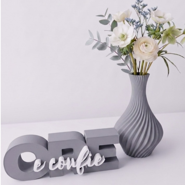 Kit Decorativo 3D Gratidão + Vaso Origami Decoração Moderna Sala Escritório Quarto Presente Criativo Ore Confie