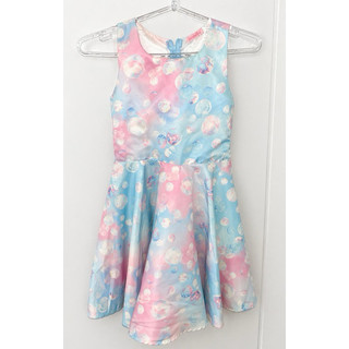 Vestido infantil festa luxo tamanho oito bombollina azul e rosa rodado bolhas