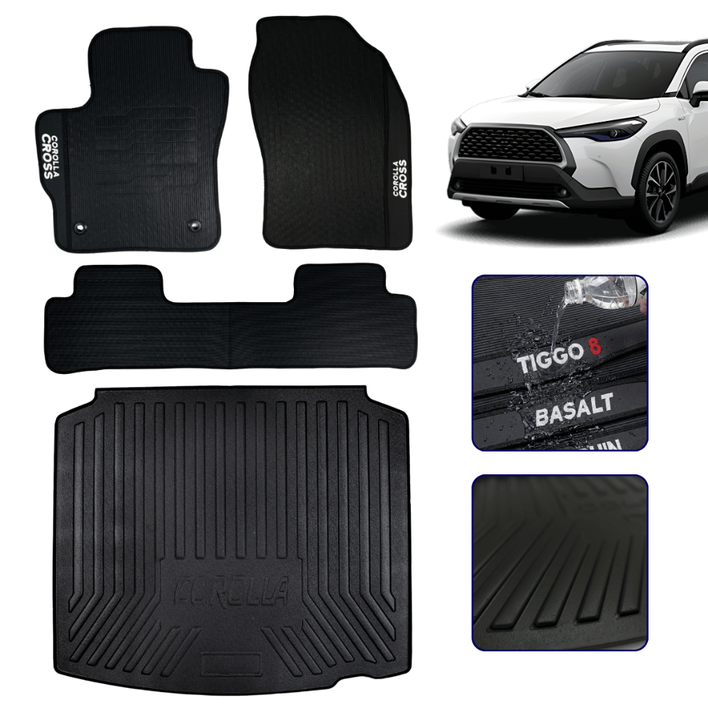 Kit Jogo de Tapete Interno + Protetor Porta Malas Bandeja Compatível com Corolla
