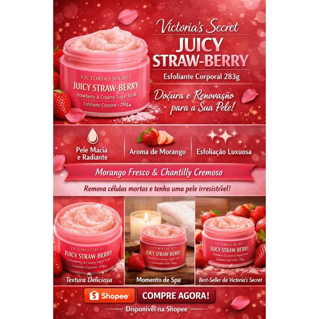 🍓 Victoria’s Secret Juicy Straw-Berry Esfoliante Corporal 283g 🍓
