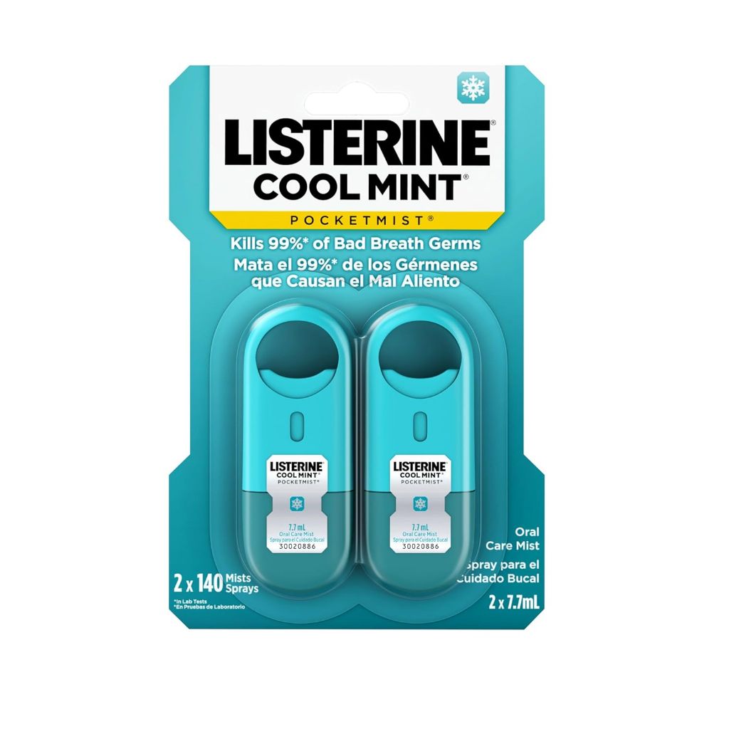 Listerine Pocketmist Spray Cool Mint  Para Viagem Tirar Bafo Mau Hálito C/2 Hálito Fresco 2 Pack