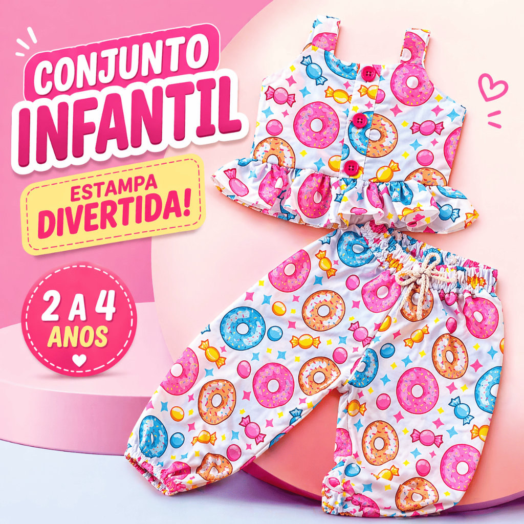 Conjunto Blogueirinha Feminino Menina Liso e Estampado | 2 Peças | Moda infantil | 2 a 4 anos!