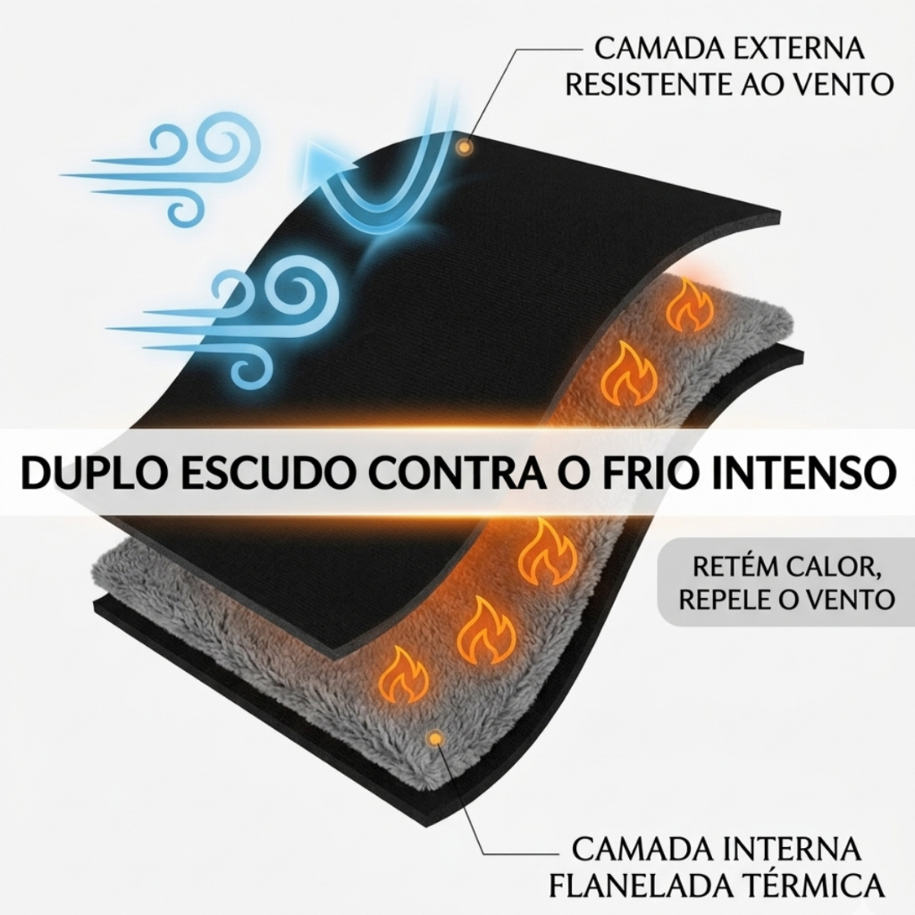 Conjunto Segunda Pele Térmica Calça e Blusa Flanelado Frio Intenso Preto Masculino Feminino Infantil — imagem 2 de 2