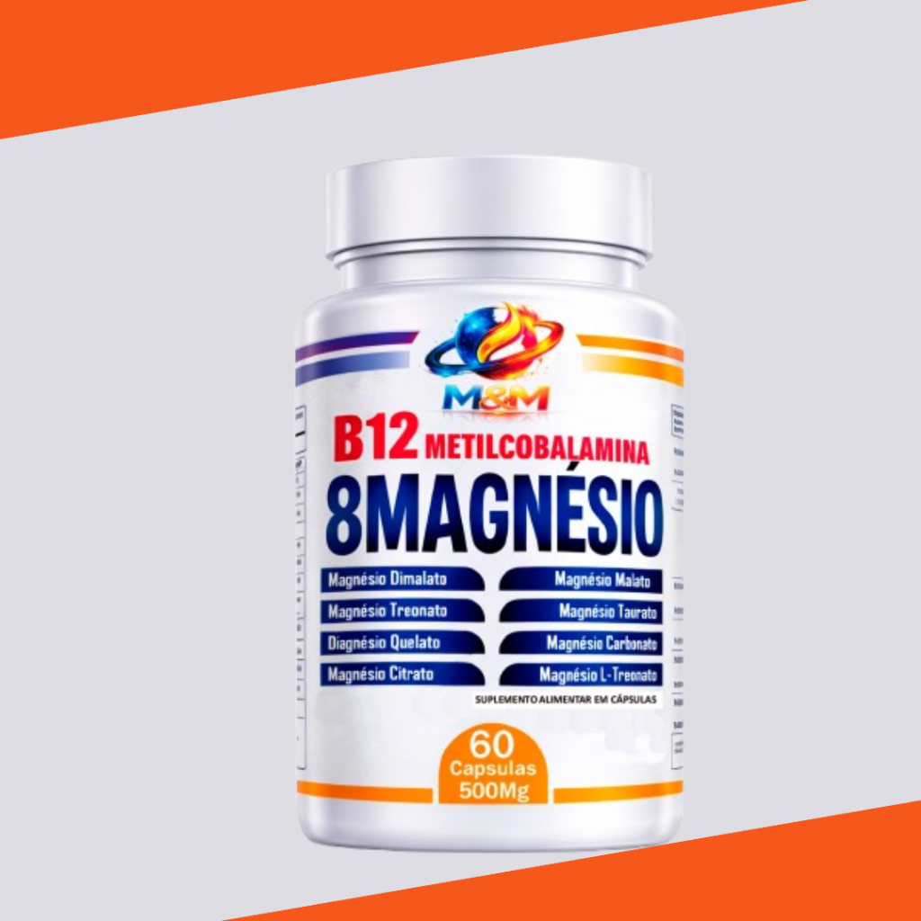 8 Magnésio Bisglicinato Quelato + Vitamina B12 Metilcobalamina | 120 e 60 Cápsulas