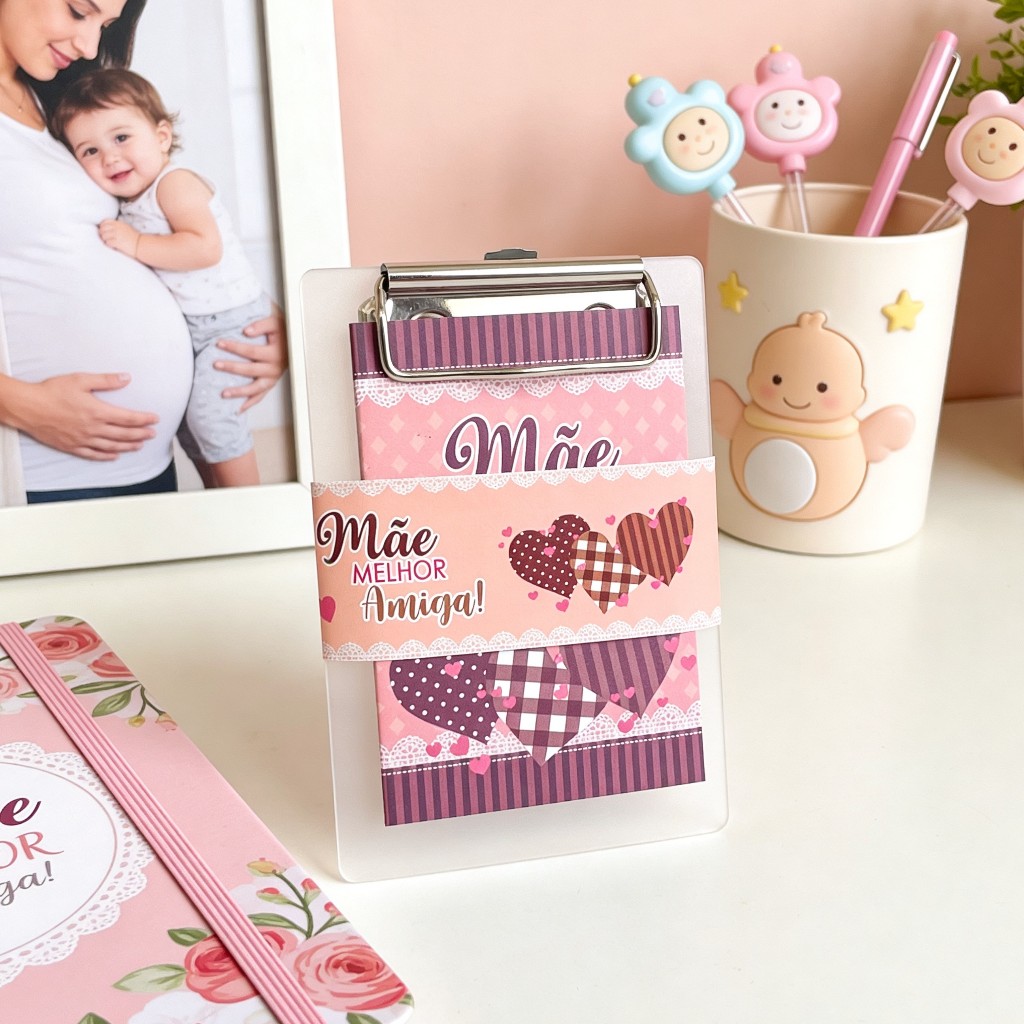 Bloco de Anotação com Prancheta Mãe Melhor Amiga InterPaper 💖📝✨| Autadesivo, Porta Notas, Criativo