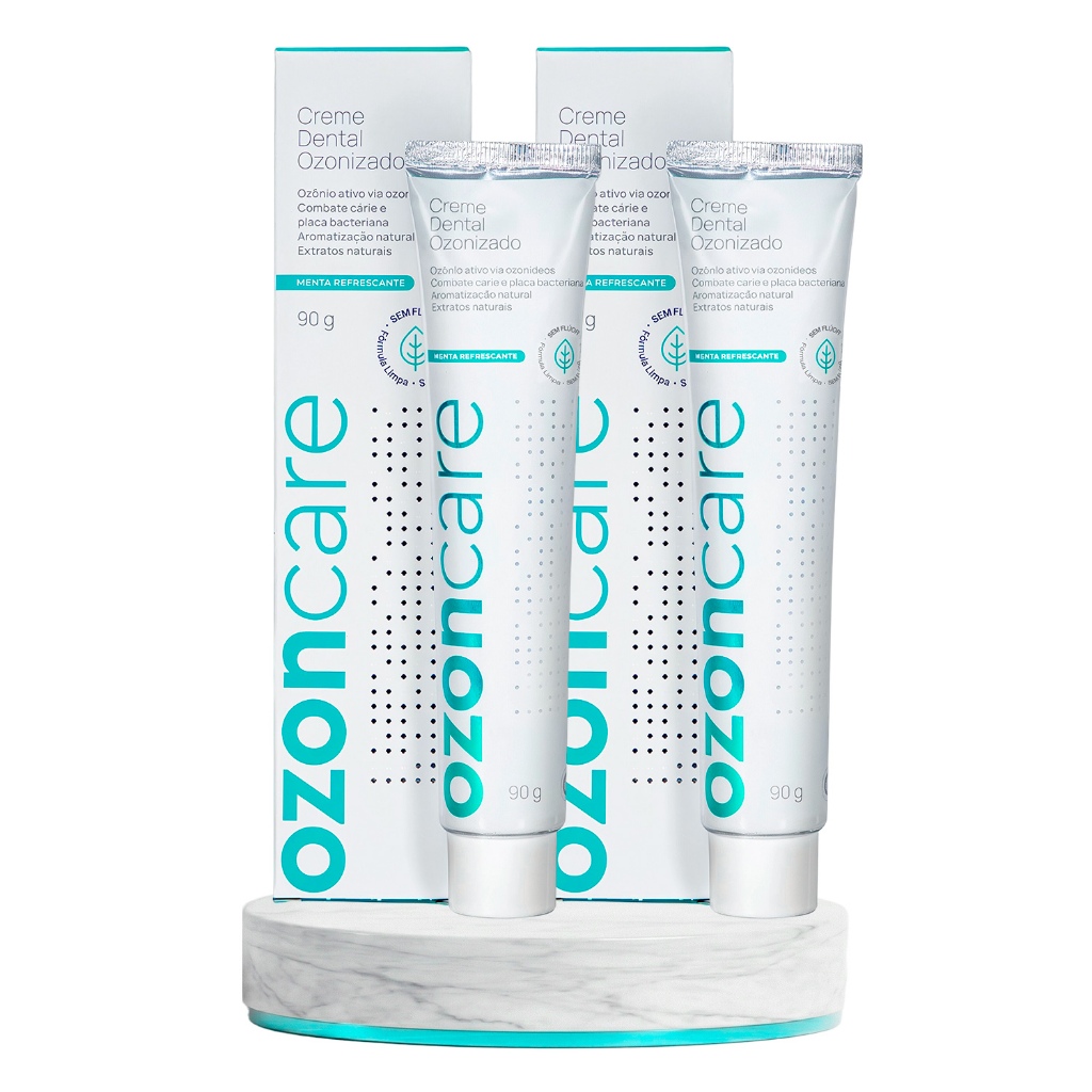 Kit 2 Creme Dental Ozonizado Sem Flúor Parabenos Vegano 90g Higiene Oral Integrada Gengiva Saudável