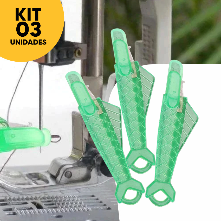 Kit com 3 Passador de Linha na Agulha para Máquina de Costura Prático, Resistente e Fácil de Usar