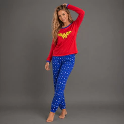 Pijama FB MARAVILHA Malha Premium Feminino Longo Meia Estação Manga Comprida Inverno Estampado