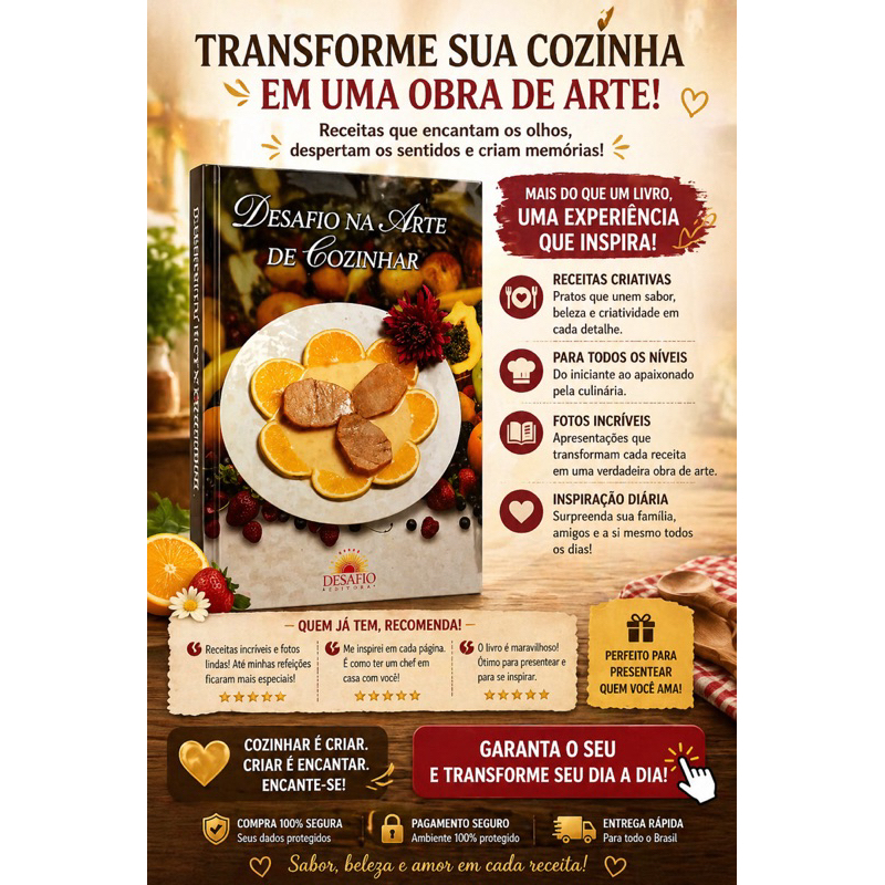 Livro Desafio na Arte de Cozinhar | Culinária | Receitas práticas | Novo/Lacrado