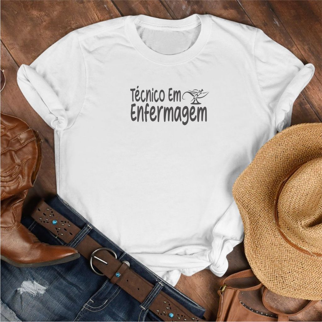 Blusa Feminina Técnica em Enfermagem Blusinha Enfermagem Camiseta BabyLook 100% Algodão