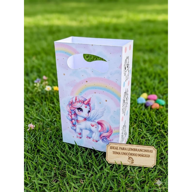 40 Sacolinhas Personalizadas tema Unicórnio para lembrancinhas festas temáticas Pegue e monte Personalizada