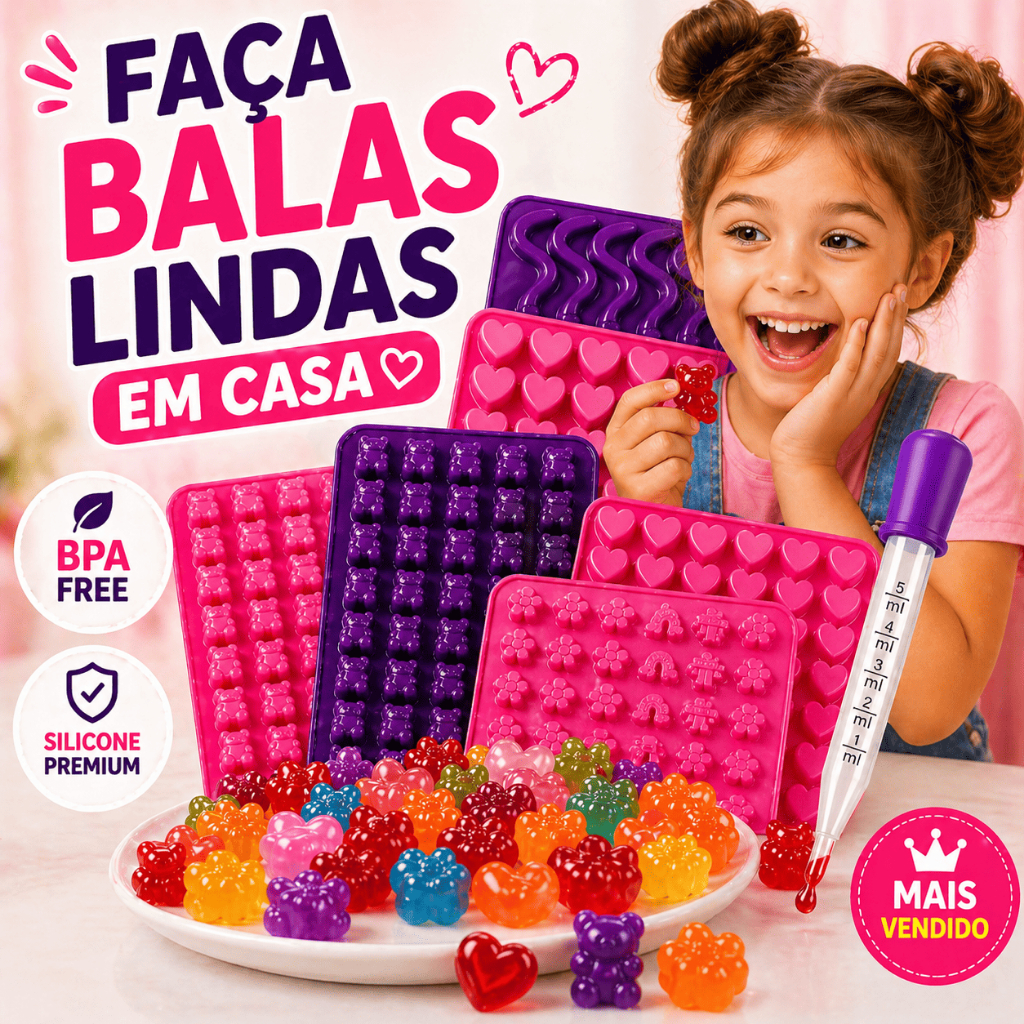 Molde Silicone Gummy Bear Mini Forma Para Goma Gelatina Decoração Bala Candy + Conta Gotas