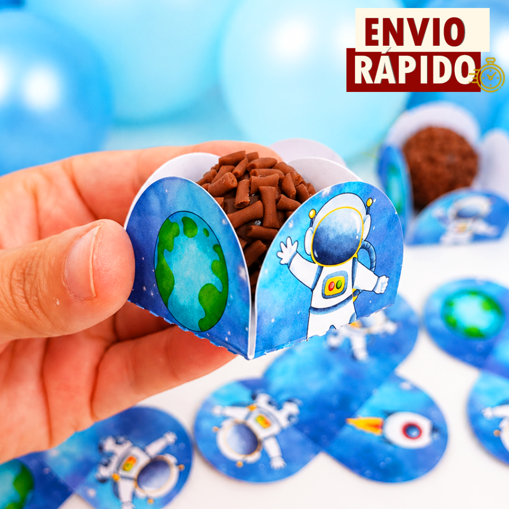 50 Forminha de Doces Astronauta Personalizada no Tema - Lembrancinha de Festa Aniversário
