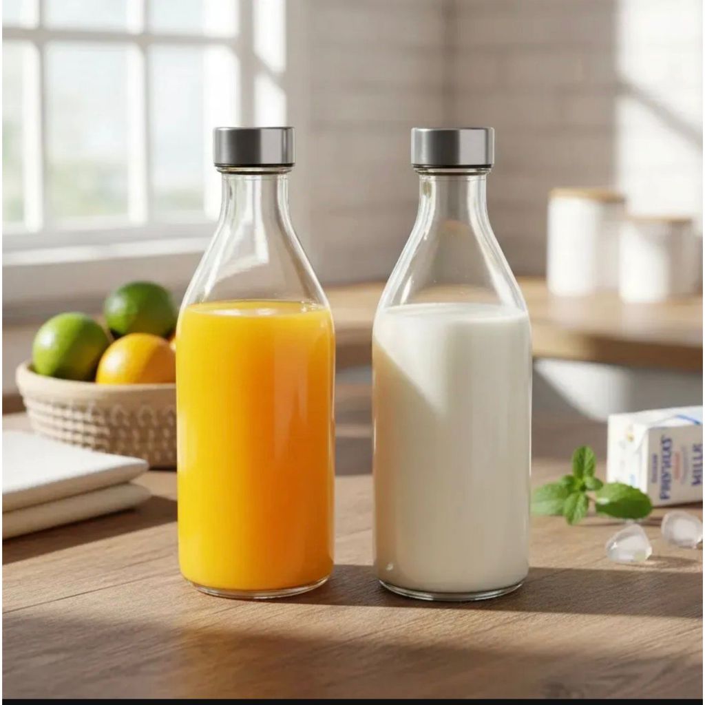 Garrafa Vidro 1l Tampa Inox Hermética Água Cozinha Allplus