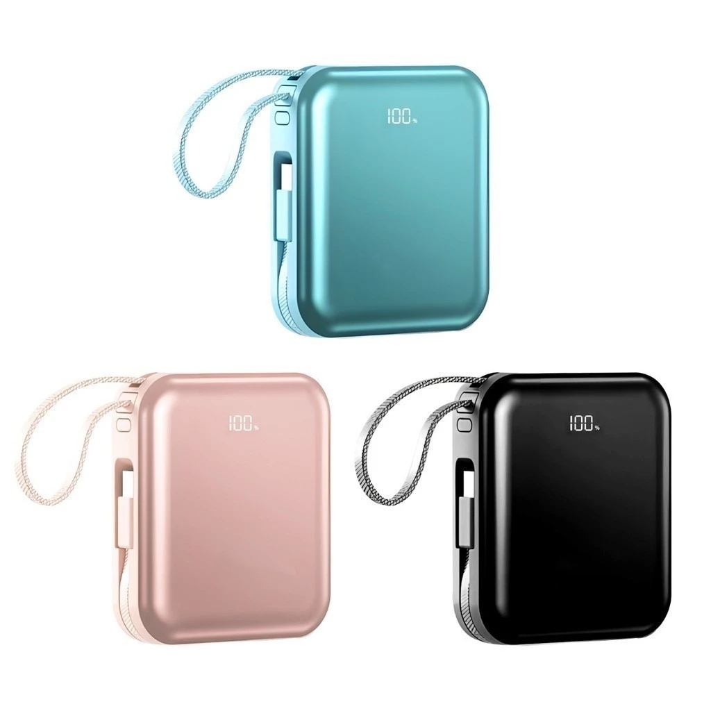 Mini Power Bank 20000mAh Portátil Display Digital Carregamento Rápido 4 Saídas Universal Com Cabo