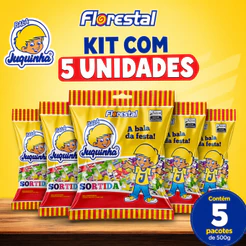 Kit 5 Unidades de Bala Juquinha Sortido 500g Para Festas