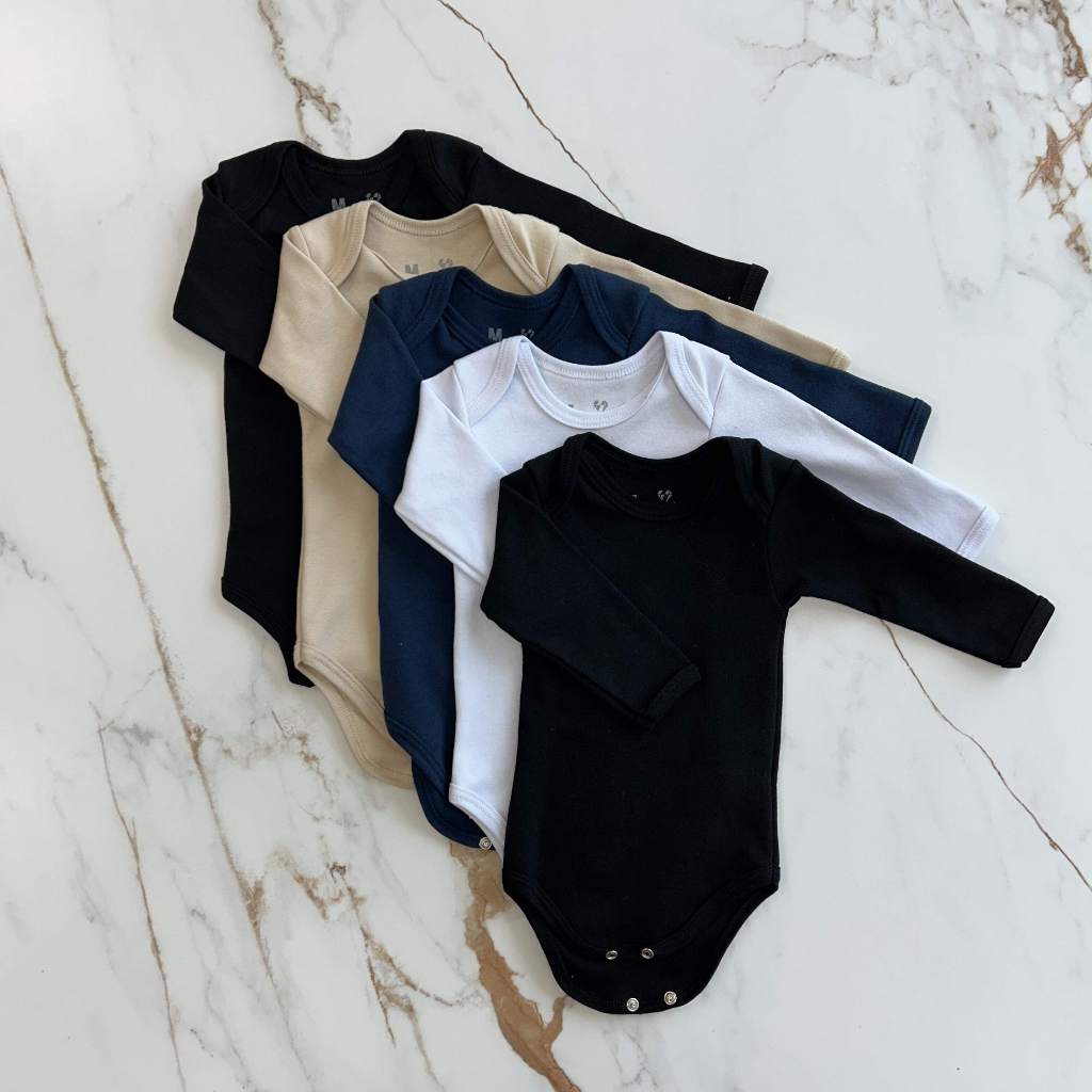 Kit 5 Body Bebe Manga Longa Suedine 100% Algodao Menino Inverno Verao