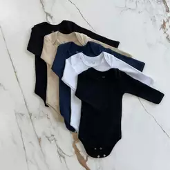 Kit 5 Body Bebe Manga Longa Suedine 100% Algodao Menino Inverno Verao