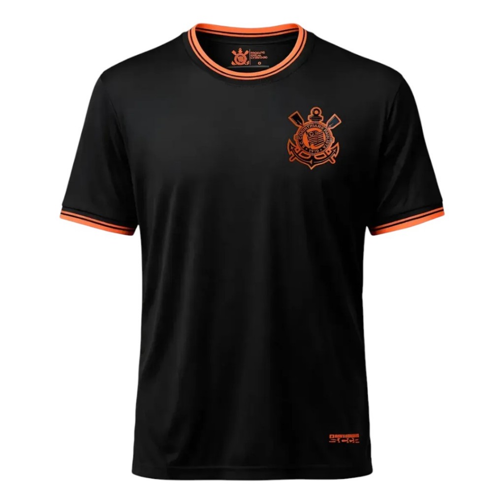 Camisa Corinthians Preto Laranja Torcedor Licenciado Oficial Coimbra
