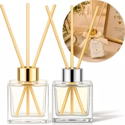Kit 10 Frascos de Vidro Cubo 50ml P/ Aromatizador Difusor de Ambiente Luxo + Varetas