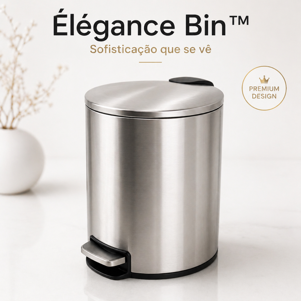 Lixeira Inox 5 Litros Slim Pedal Aço Escovado Design Moderno Cozinha Banheiro