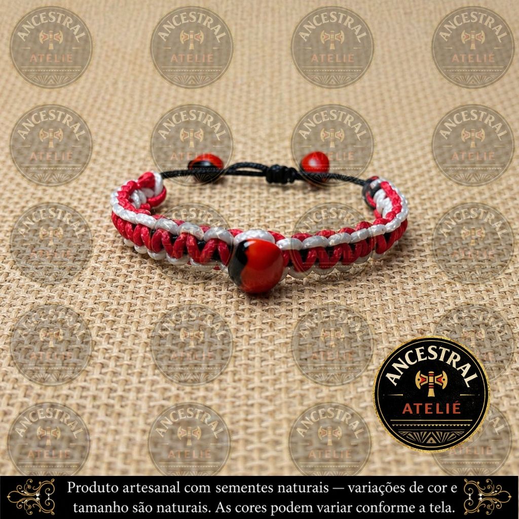 Pulseira em corda náutica e Sementes de Olho de Cabra - Homenagem à Zé Pelintra e Maria Navalha