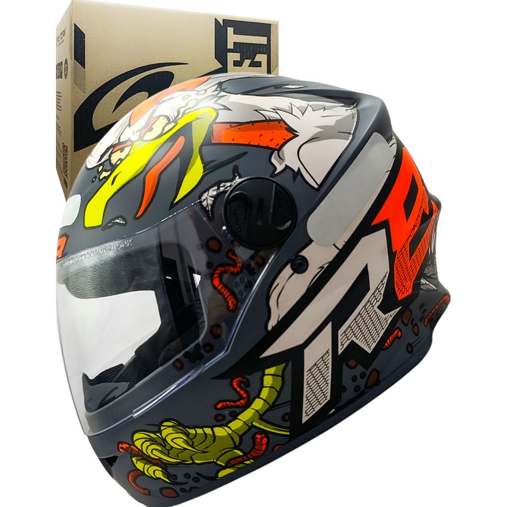 Capacete R8 Rocket Chicken Preto/ Cinza Fosco Protork
