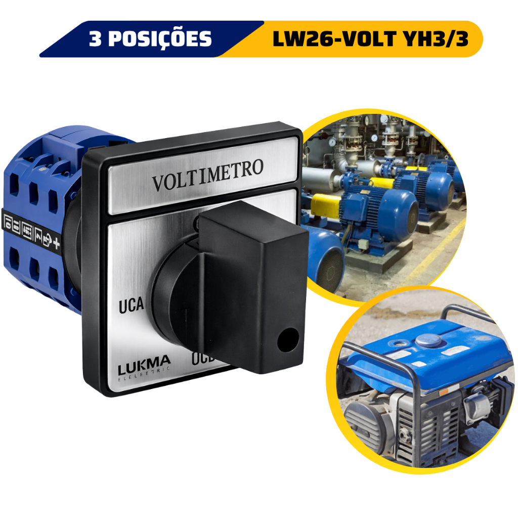 Chave Comutadora Rotativa 4 Posições Lw26 Yh3/3 Voltimetro Lukma