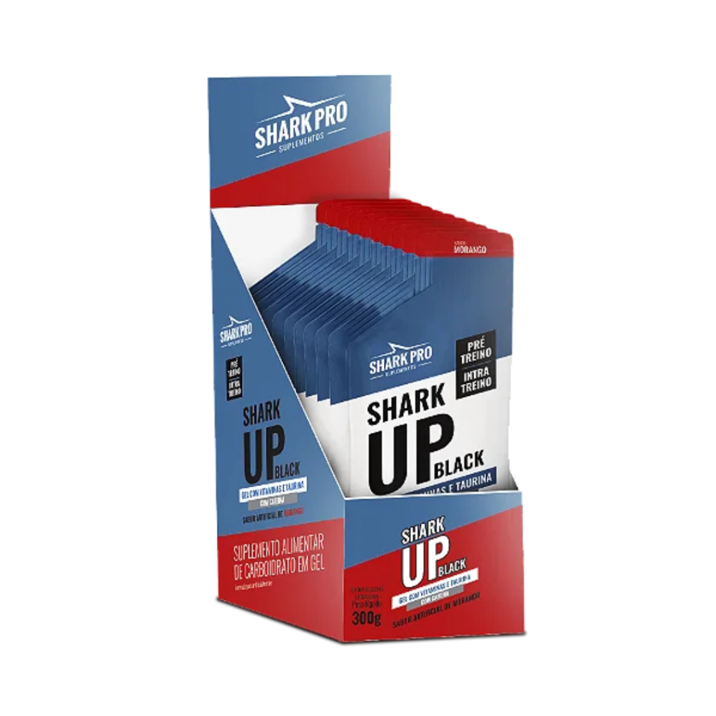 Shark Up Black Gel - 10 Sachês 30g Morango - Shark Pro