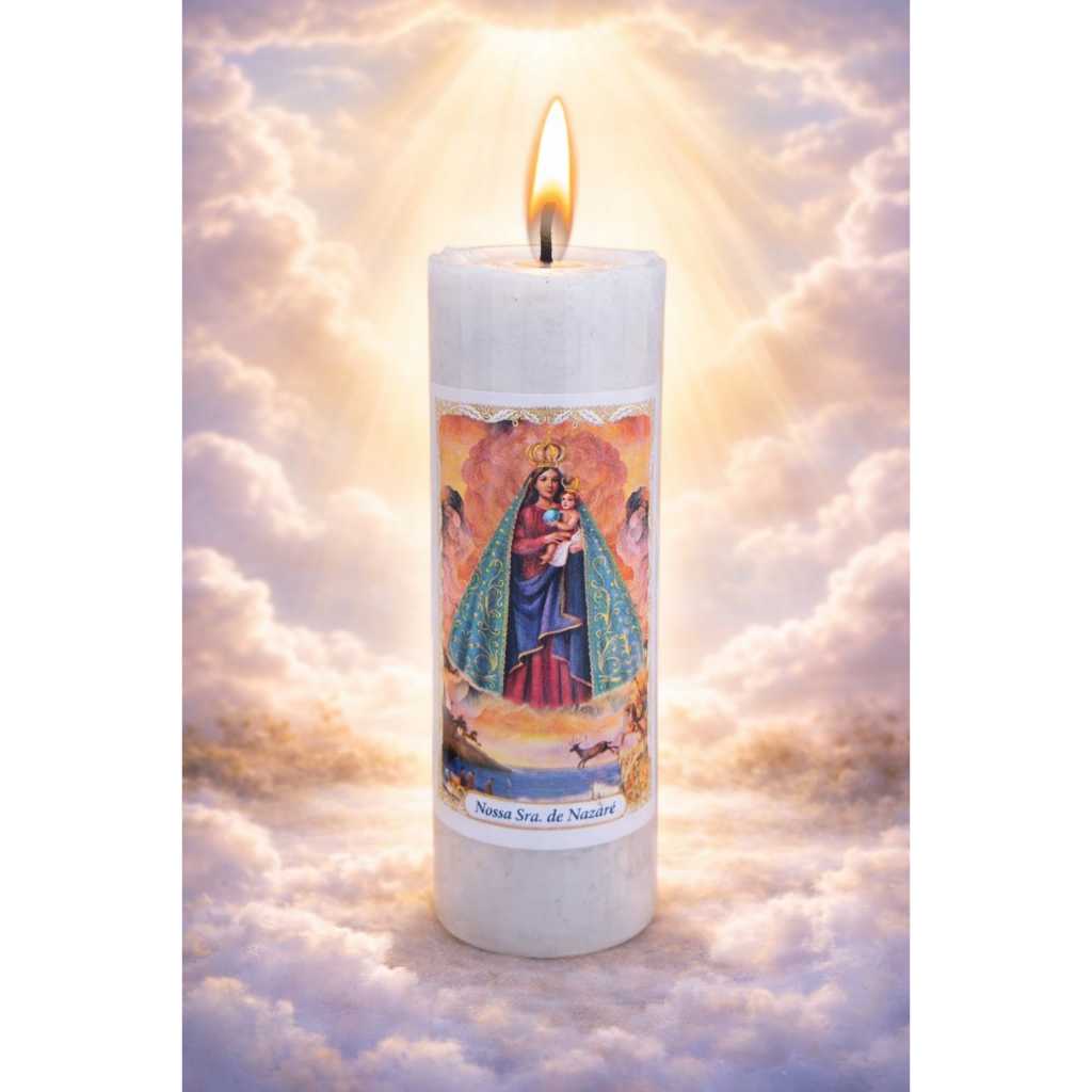 Vela Votiva 7 Dias Nossa Senhora Nazaré 100% Parafina Pura 260g  - 5 Peça