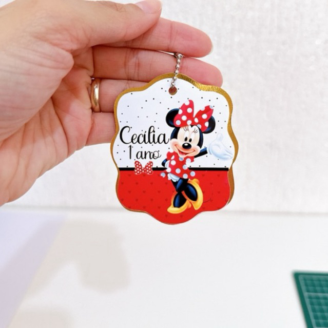 Tag Apliques Personalizados 3D para Lembrancinha | Minnie | Etiqueta Festa Infantil | Qualquer Tema