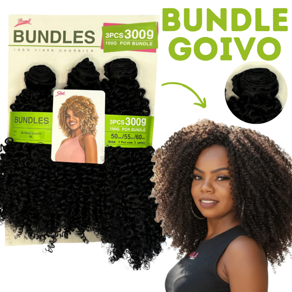 Cabelo Orgânico Cacheado Sleek Bundles Goivo Pacotão 300g na Tela