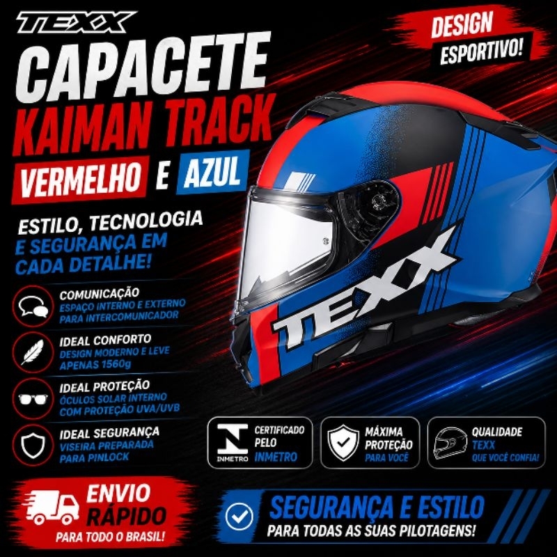 CAPACETE TEXX KAIMAN TRACK COM VISEIRA INTERNA