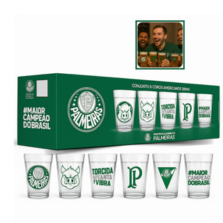 Copo De Vidro Americano 190ml Oficial Palmeiras Conjunto com 6 unidades