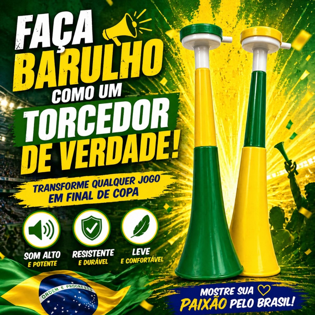 Corneta Brasil Barulhenta Copa do Mundo Vuvuzela Torcedor Seleção Brasileira Verde Amarela Festa