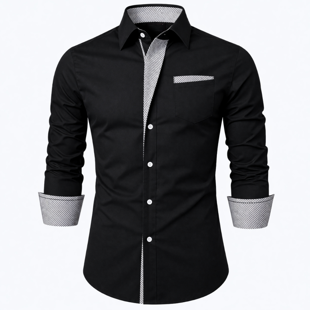 Camisa Social Masculina Manga Longa Slim Gravatinha Com Algodão Premium Moda Elegância